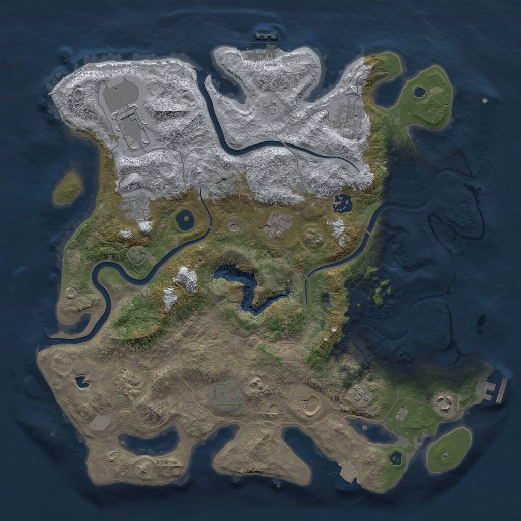 Rust Map: Procedural Map, Size: 4000, Seed: 464154246, 16 Monuments