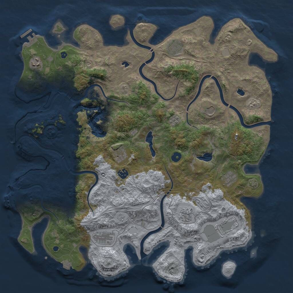 Rust Map: Procedural Map, Size: 4500, Seed: 1235007326, 16 Monuments