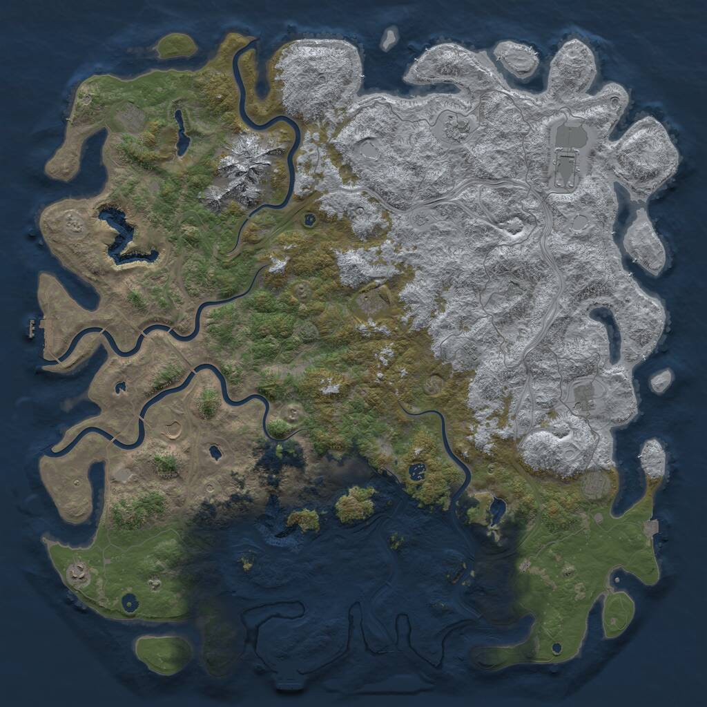 Rust Map: Procedural Map, Size: 6000, Seed: 345789023, 17 Monuments