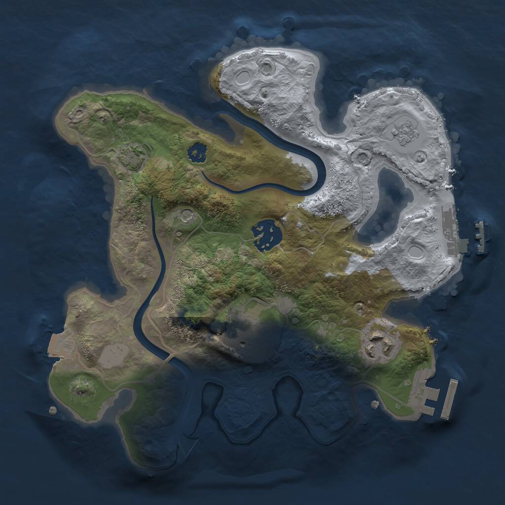 Rust Map: Procedural Map, Size: 2500, Seed: 999136411, 9 Monuments