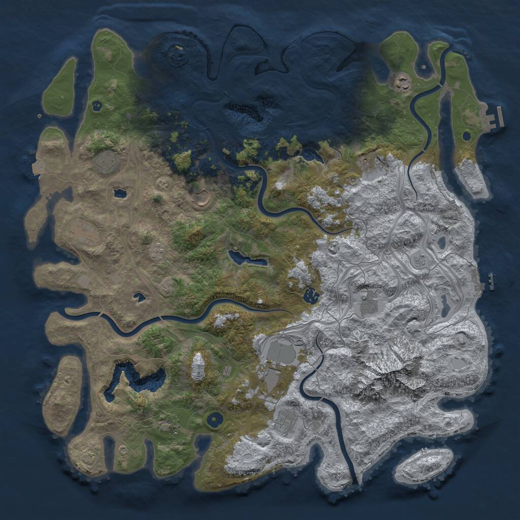 Rust Map: Procedural Map, Size: 5000, Seed: 1570128619, 17 Monuments