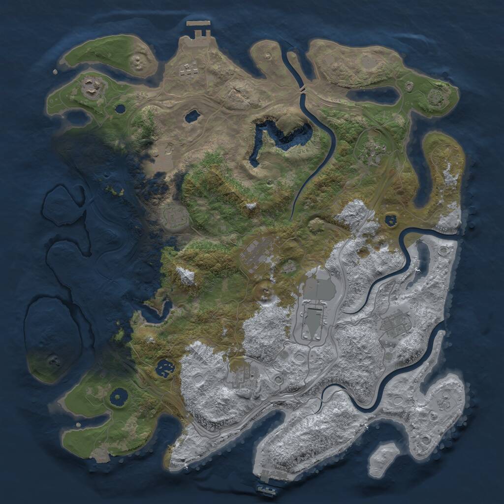 Rust Map: Procedural Map, Size: 4250, Seed: 1850078226, 16 Monuments