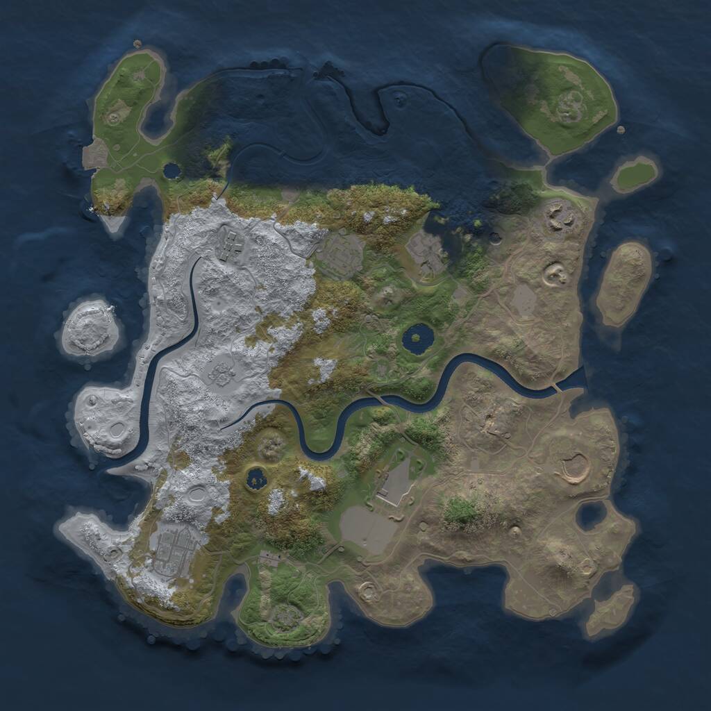 Rust Map: Procedural Map, Size: 3500, Seed: 788759160, 11 Monuments