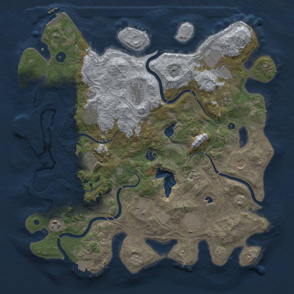 Rust Map: Procedural Map, Size: 4250, Seed: 1054592448, 17 Monuments