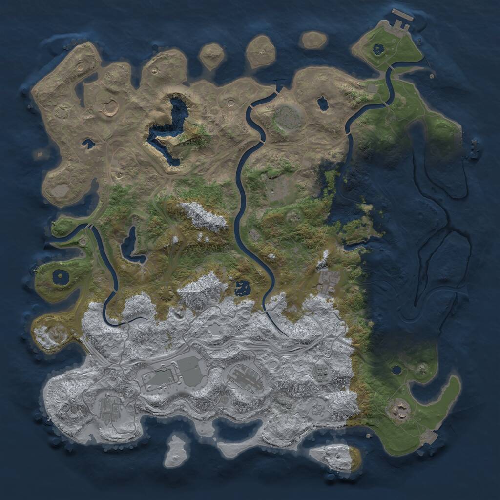 Rust Map: Procedural Map, Size: 4500, Seed: 1076355208, 16 Monuments