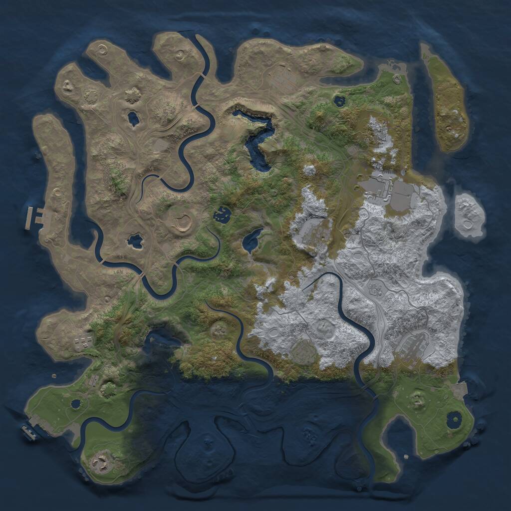 Rust Map: Procedural Map, Size: 4500, Seed: 1853583941, 16 Monuments