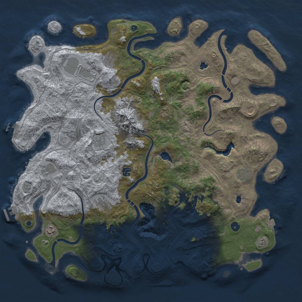 Rust Map: Procedural Map, Size: 5000, Seed: 1861309887, 17 Monuments