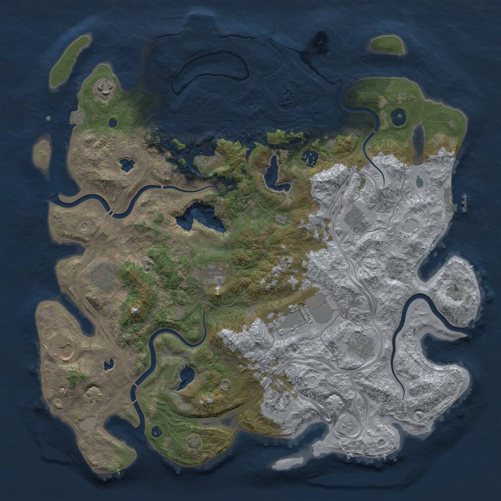 Rust Map: Procedural Map, Size: 4500, Seed: 481432, 17 Monuments