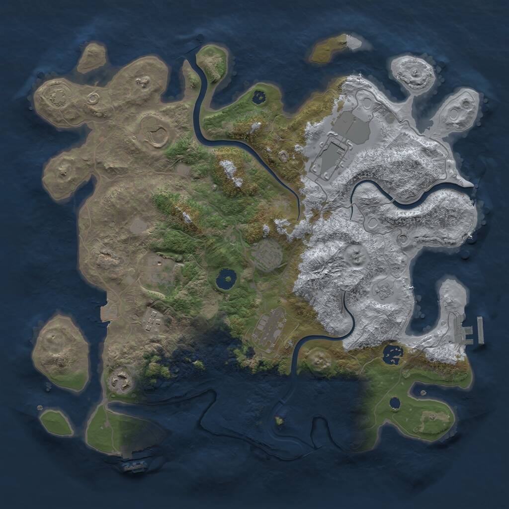 Rust Map: Procedural Map, Size: 3750, Seed: 32981, 14 Monuments