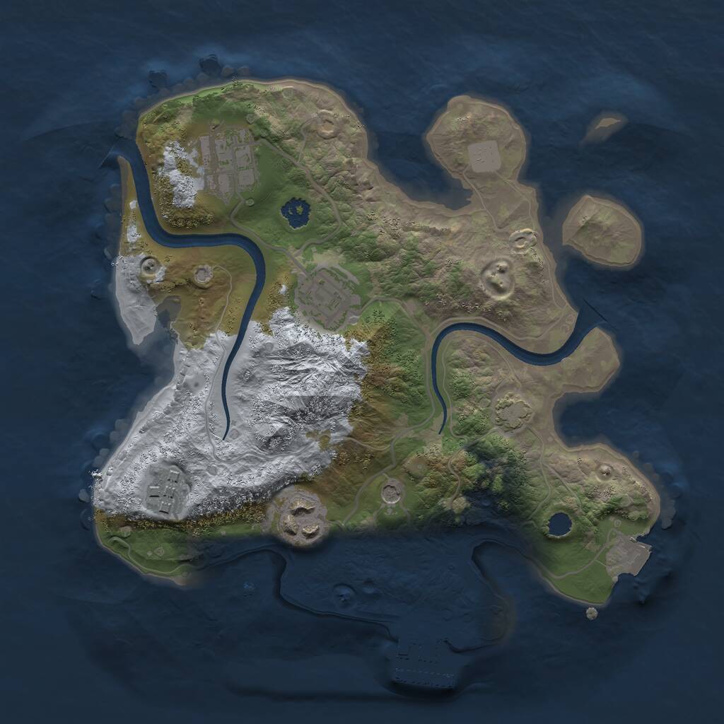 Rust Map: Procedural Map, Size: 2500, Seed: 54527432, 8 Monuments