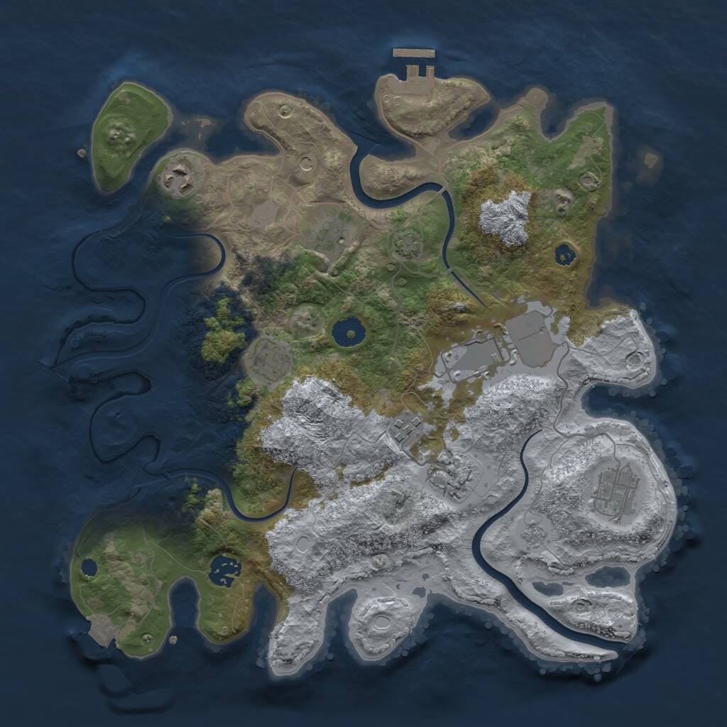 Rust Map: Procedural Map, Size: 3500, Seed: 305005745, 13 Monuments