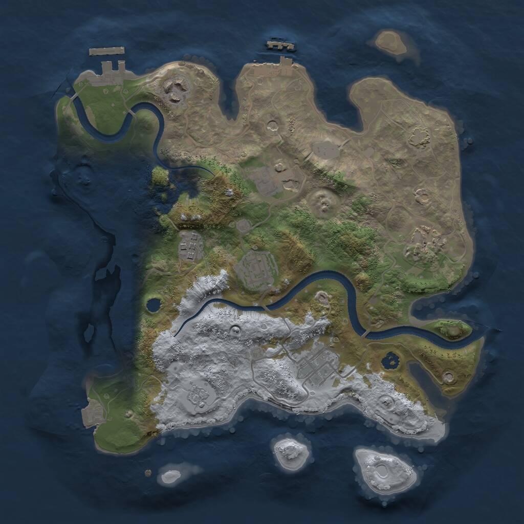 Rust Map: Procedural Map, Size: 3000, Seed: 514802045, 12 Monuments