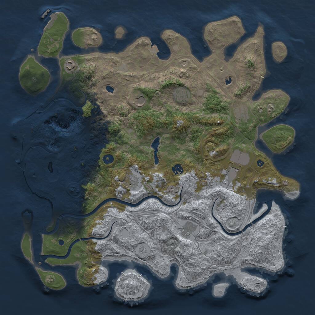 Rust Map: Procedural Map, Size: 4500, Seed: 74320, 16 Monuments