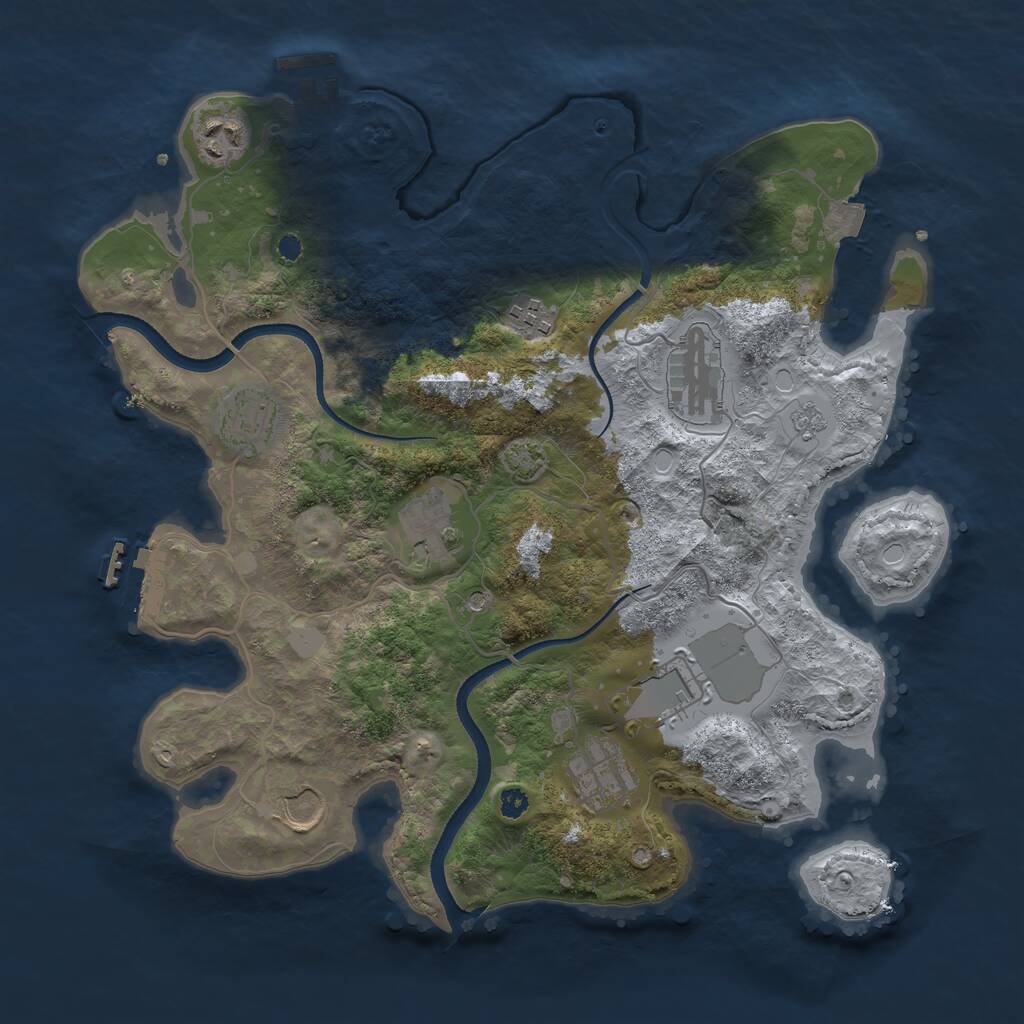 Rust Map: Procedural Map, Size: 3500, Seed: 1440539328, 14 Monuments