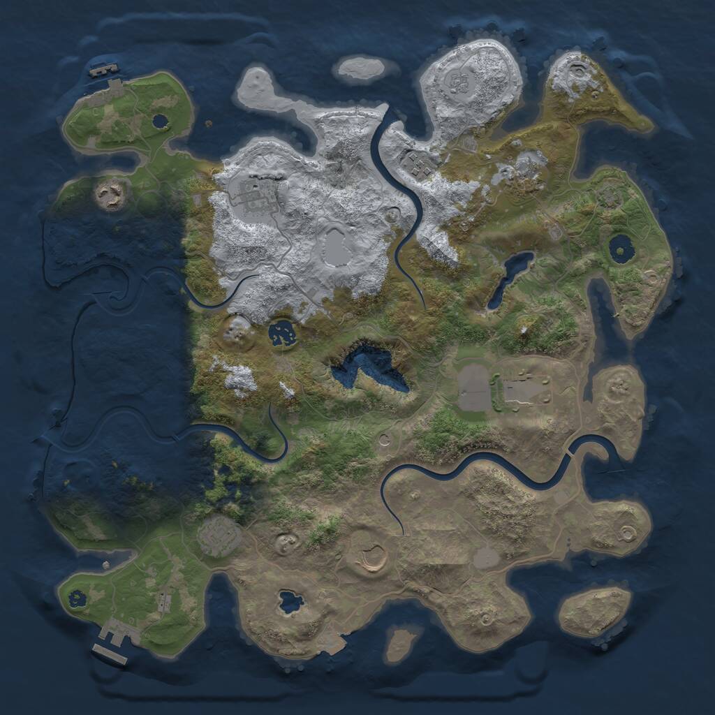 Rust Map: Procedural Map, Size: 4000, Seed: 657452110, 14 Monuments