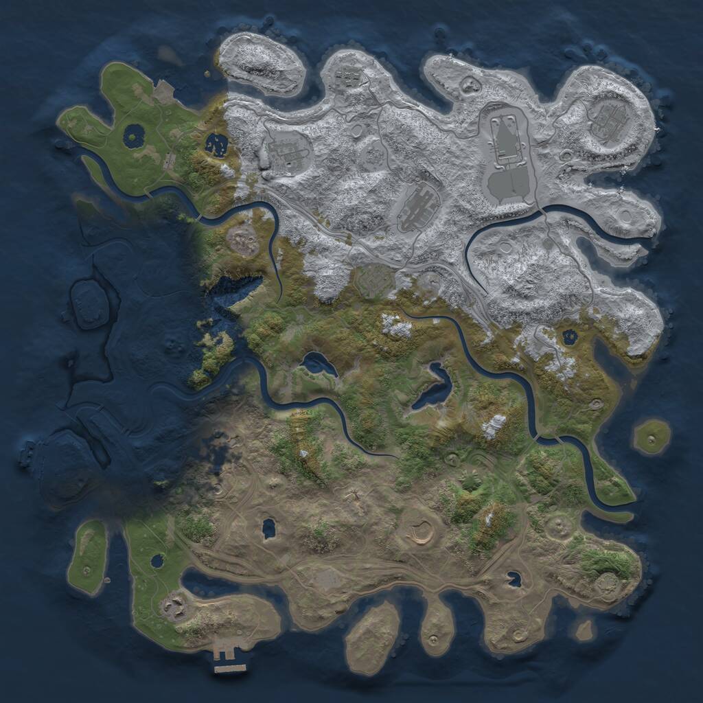 Rust Map: Procedural Map, Size: 4500, Seed: 1877604741, 16 Monuments
