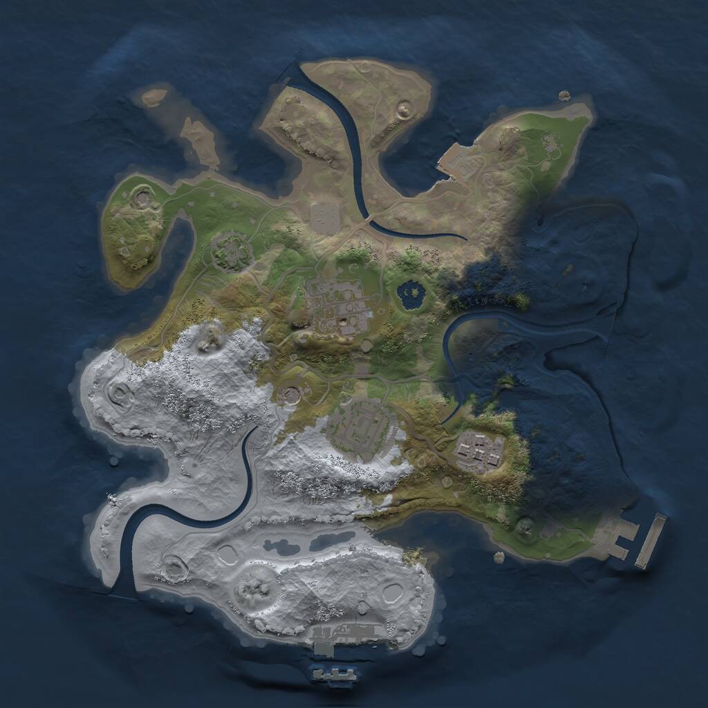 Rust Map: Procedural Map, Size: 2500, Seed: 138645655, 8 Monuments