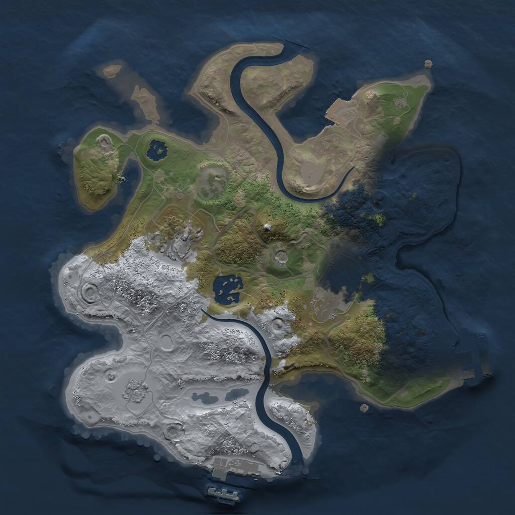 Rust Map: Procedural Map, Size: 2500, Seed: 138645655, 8 Monuments