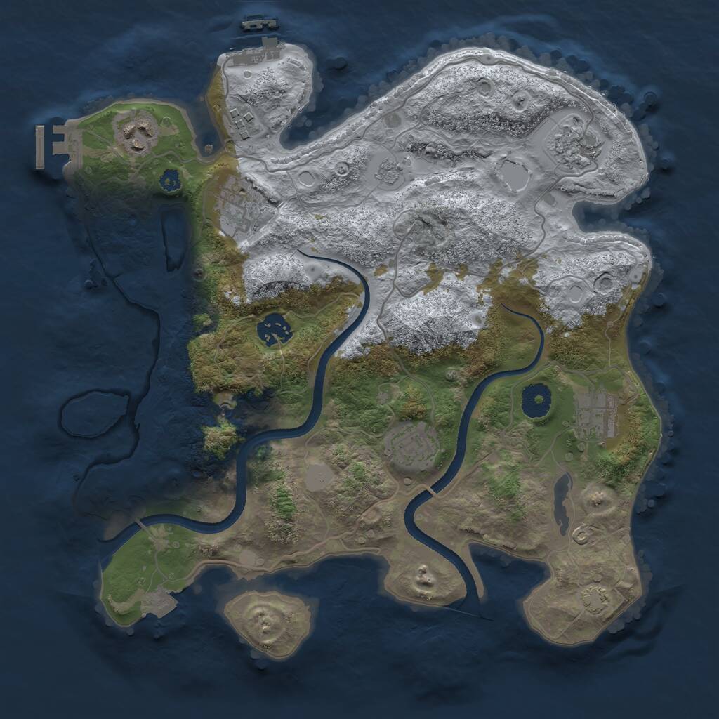 Rust Map: Procedural Map, Size: 3300, Seed: 2054971437, 13 Monuments