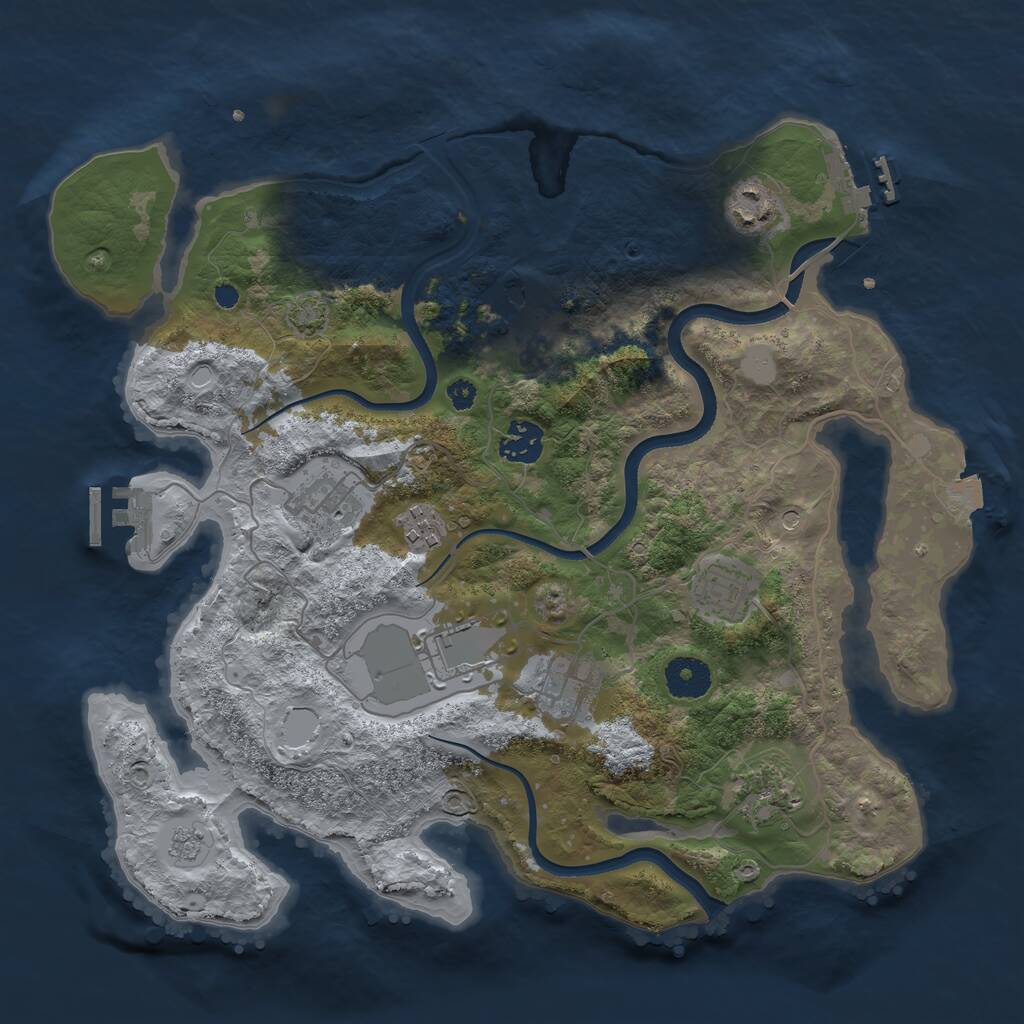 Rust Map: Procedural Map, Size: 3500, Seed: 602914000, 15 Monuments