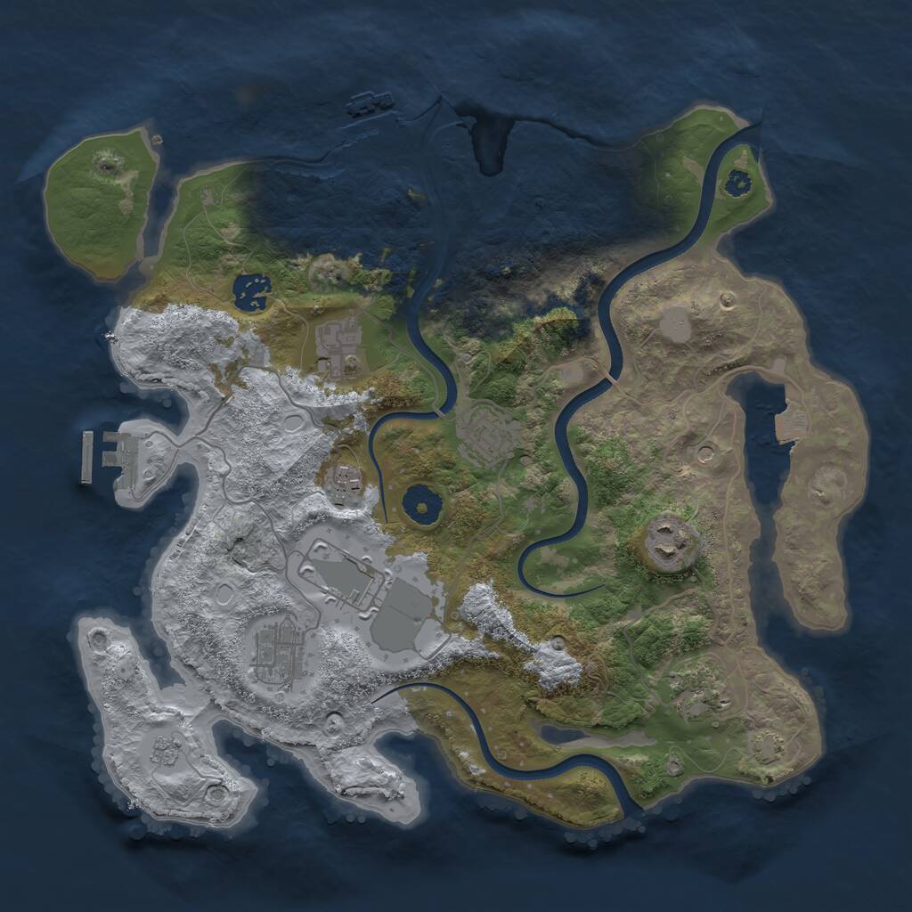 Rust Map: Procedural Map, Size: 3500, Seed: 602914000, 14 Monuments