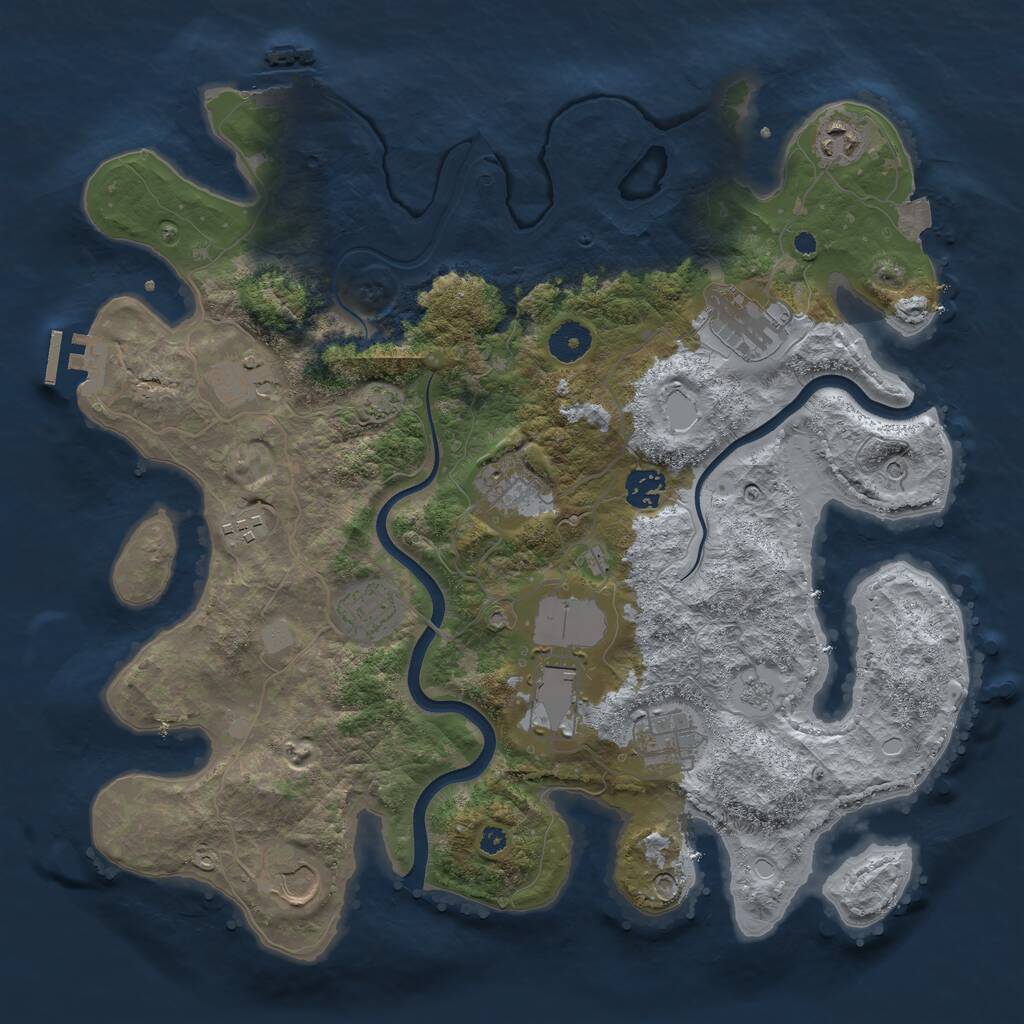 Rust Map: Procedural Map, Size: 3800, Seed: 509622210, 16 Monuments