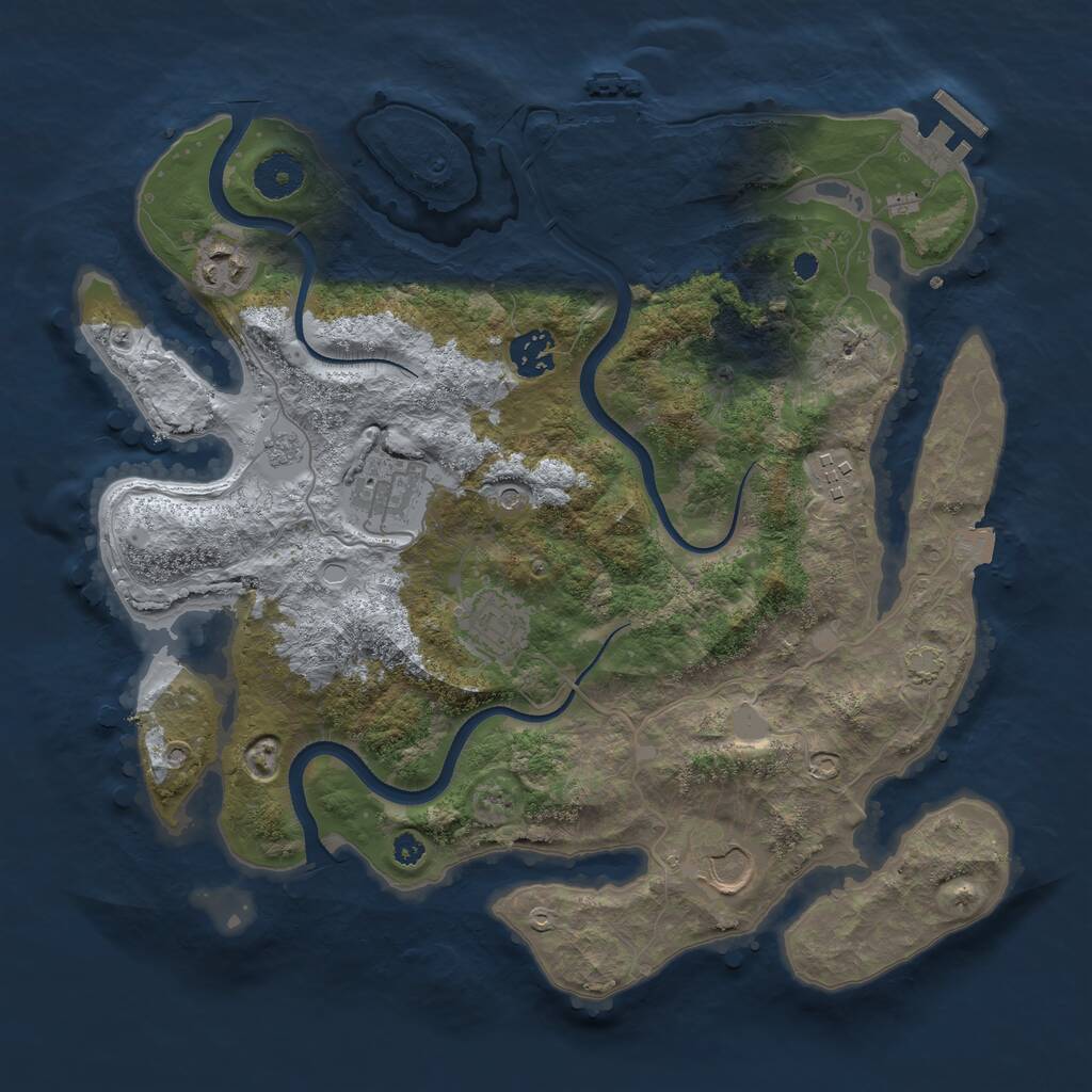 Rust Map: Procedural Map, Size: 3500, Seed: 75463478, 12 Monuments