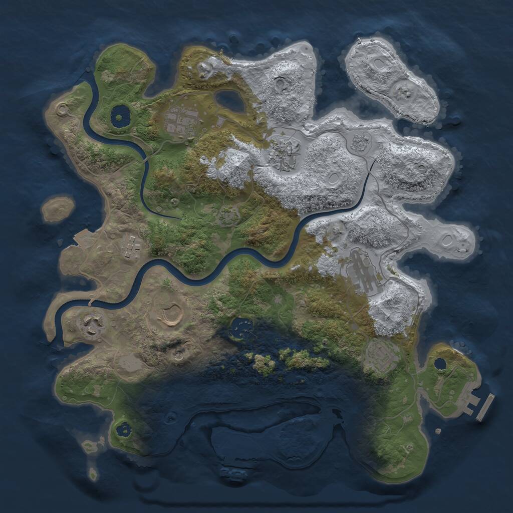 Rust Map: Procedural Map, Size: 3500, Seed: 899355593, 14 Monuments