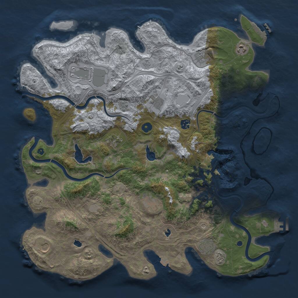 Rust Map: Procedural Map, Size: 4500, Seed: 712753405, 16 Monuments