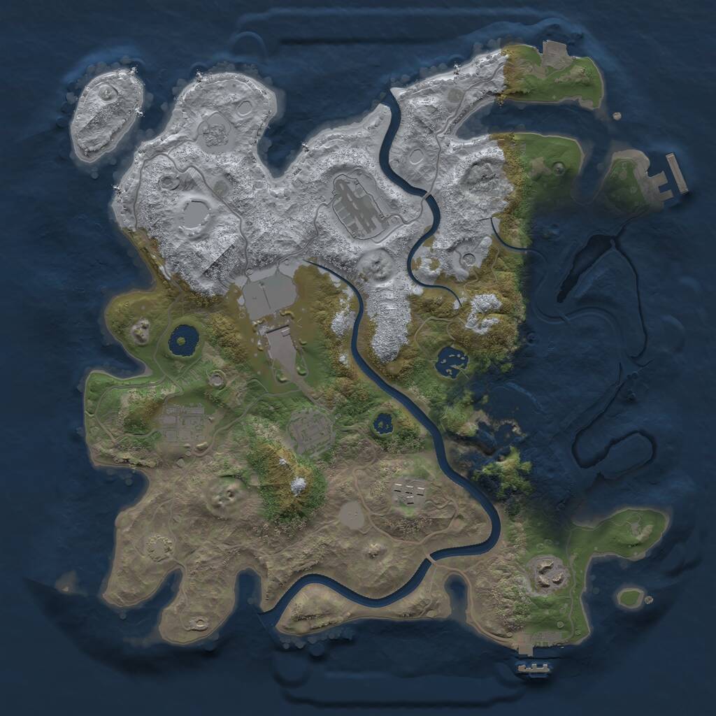 Rust Map: Procedural Map, Size: 3500, Seed: 8657903, 14 Monuments