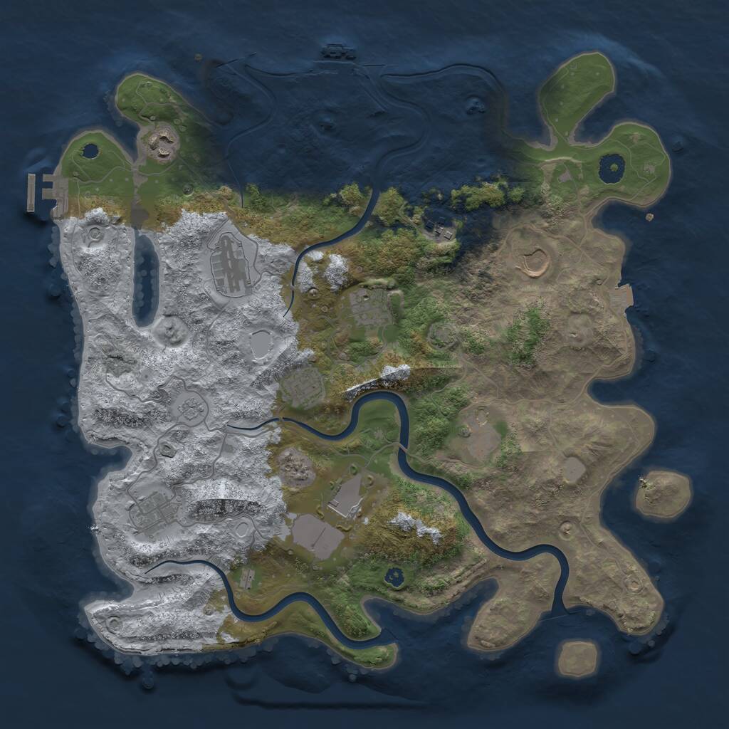 Rust Map: Procedural Map, Size: 3850, Seed: 1131678596, 15 Monuments