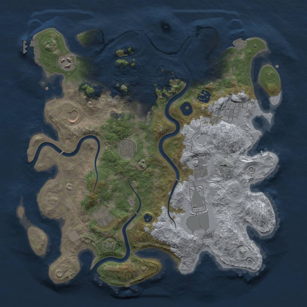 Rust Map: Procedural Map, Size: 3650, Seed: 70805608, 15 Monuments