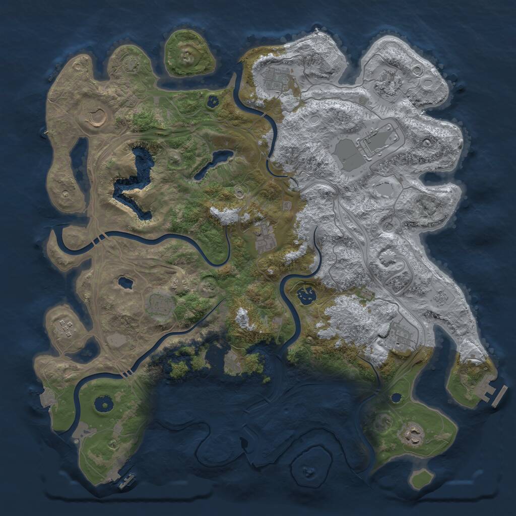 Rust Map: Procedural Map, Size: 4300, Seed: 1956173785, 17 Monuments