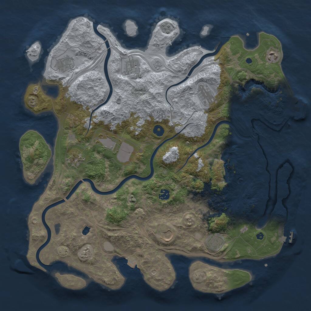 Rust Map: Procedural Map, Size: 4250, Seed: 1132386423, 16 Monuments