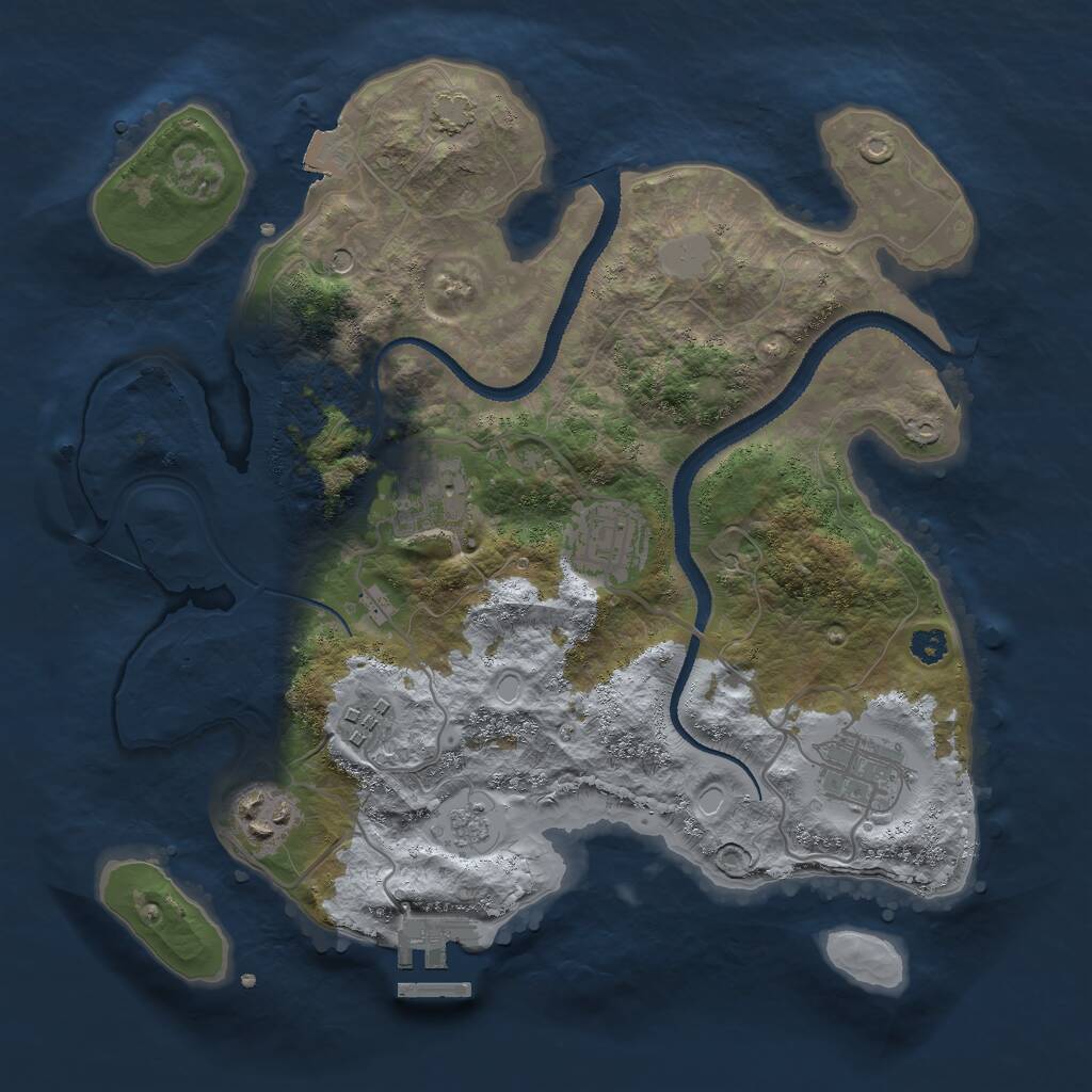 Rust Map: Procedural Map, Size: 3000, Seed: 43567, 10 Monuments