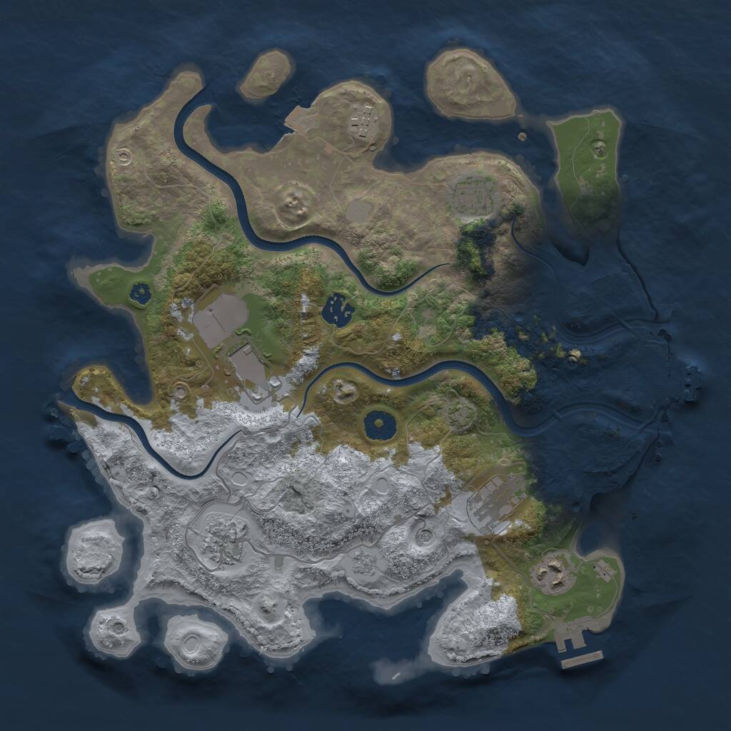 Rust Map: Procedural Map, Size: 3500, Seed: 54893, 13 Monuments