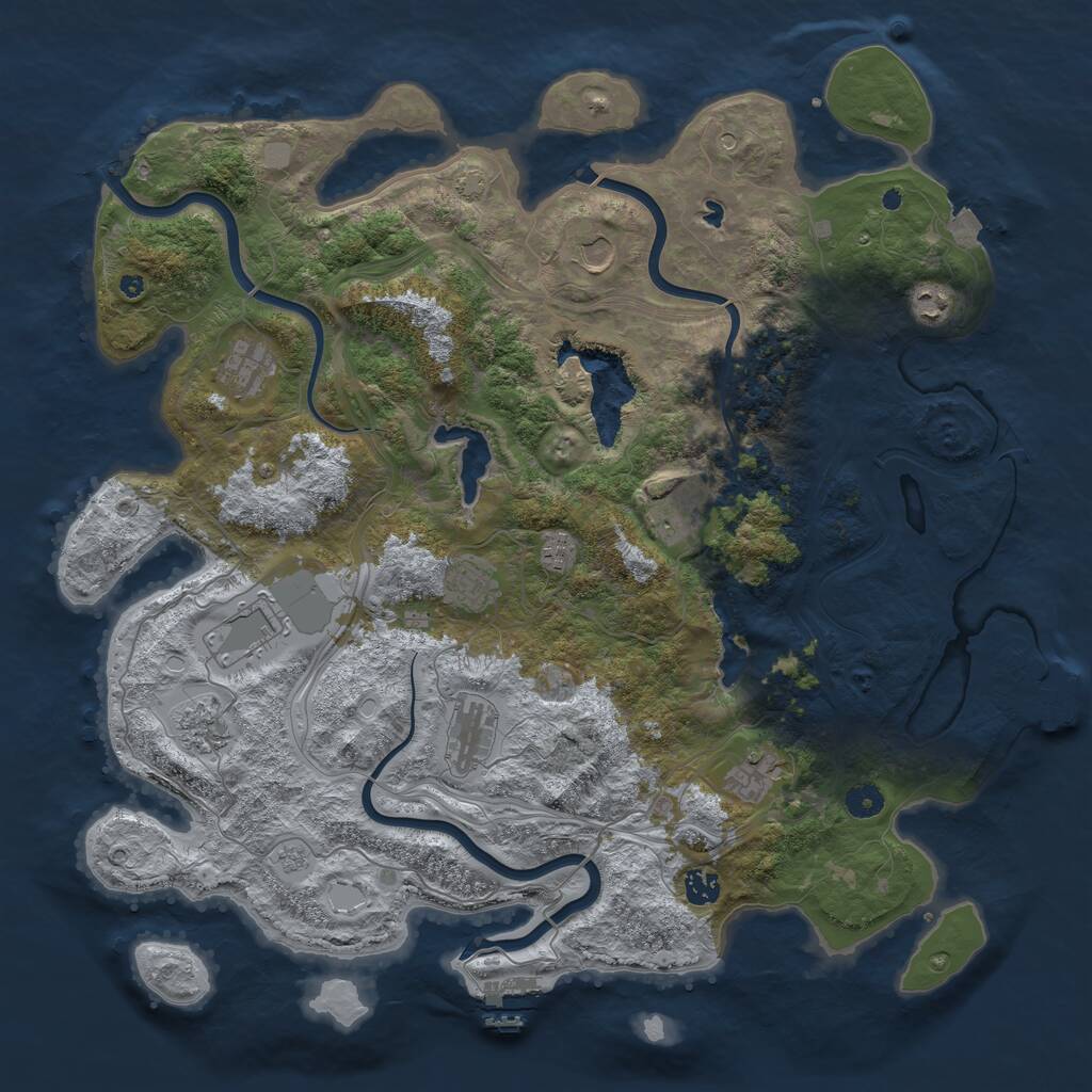 Rust Map: Procedural Map, Size: 4500, Seed: 4587348, 17 Monuments