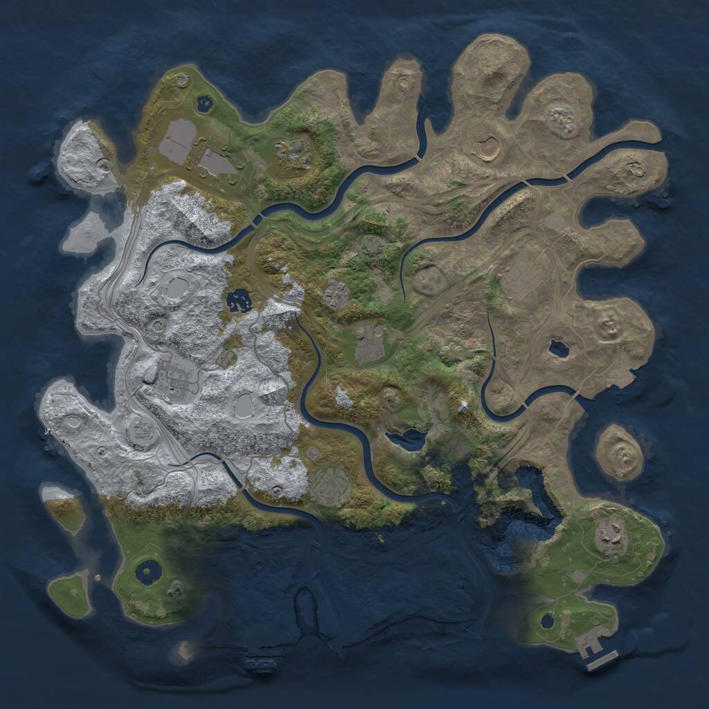 Rust Map: Procedural Map, Size: 4250, Seed: 122226645, 16 Monuments