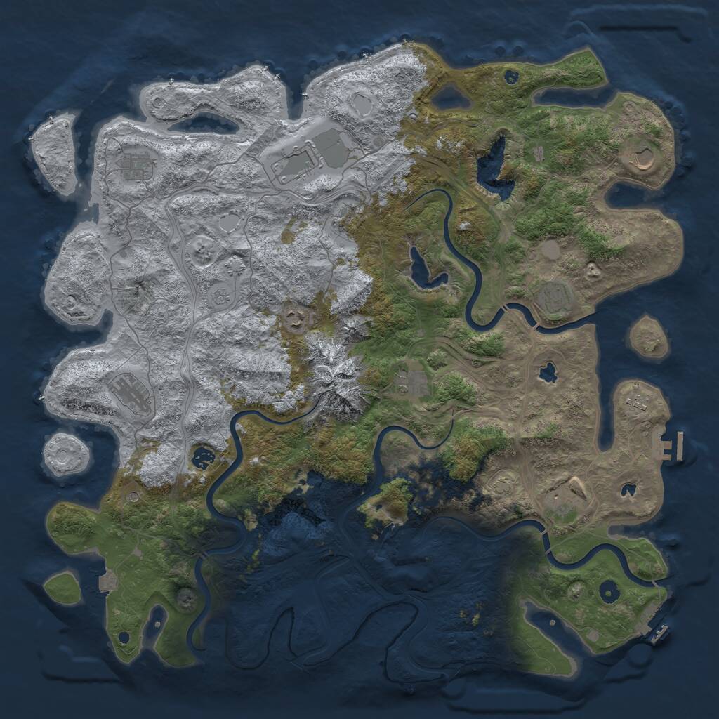 Rust Map: Procedural Map, Size: 5000, Seed: 452, 17 Monuments