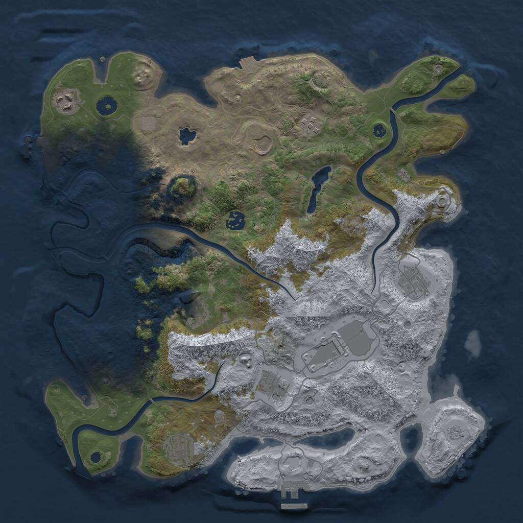 Rust Map: Procedural Map, Size: 4000, Seed: 114025241, 15 Monuments