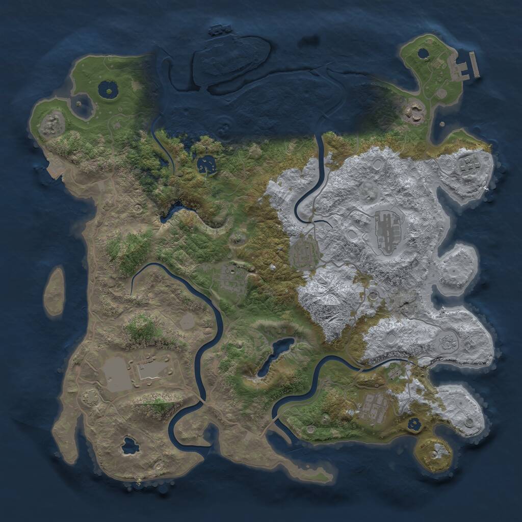 Rust Map: Procedural Map, Size: 4000, Seed: 1817282749, 14 Monuments