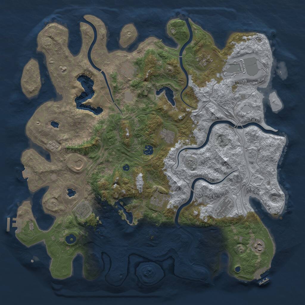 Rust Map: Procedural Map, Size: 4500, Seed: 1054361446, 17 Monuments