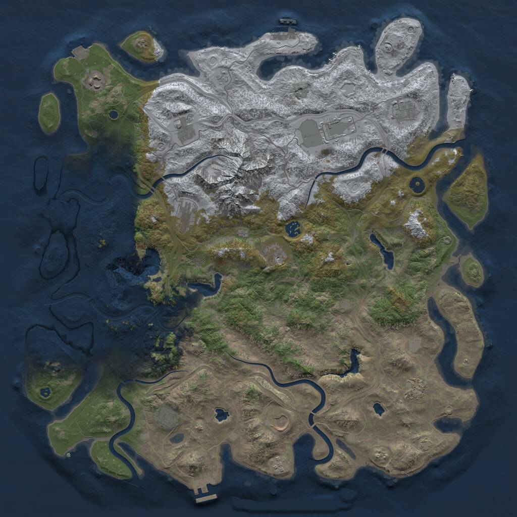 Rust Map: Procedural Map, Size: 5000, Seed: 1532723362, 17 Monuments