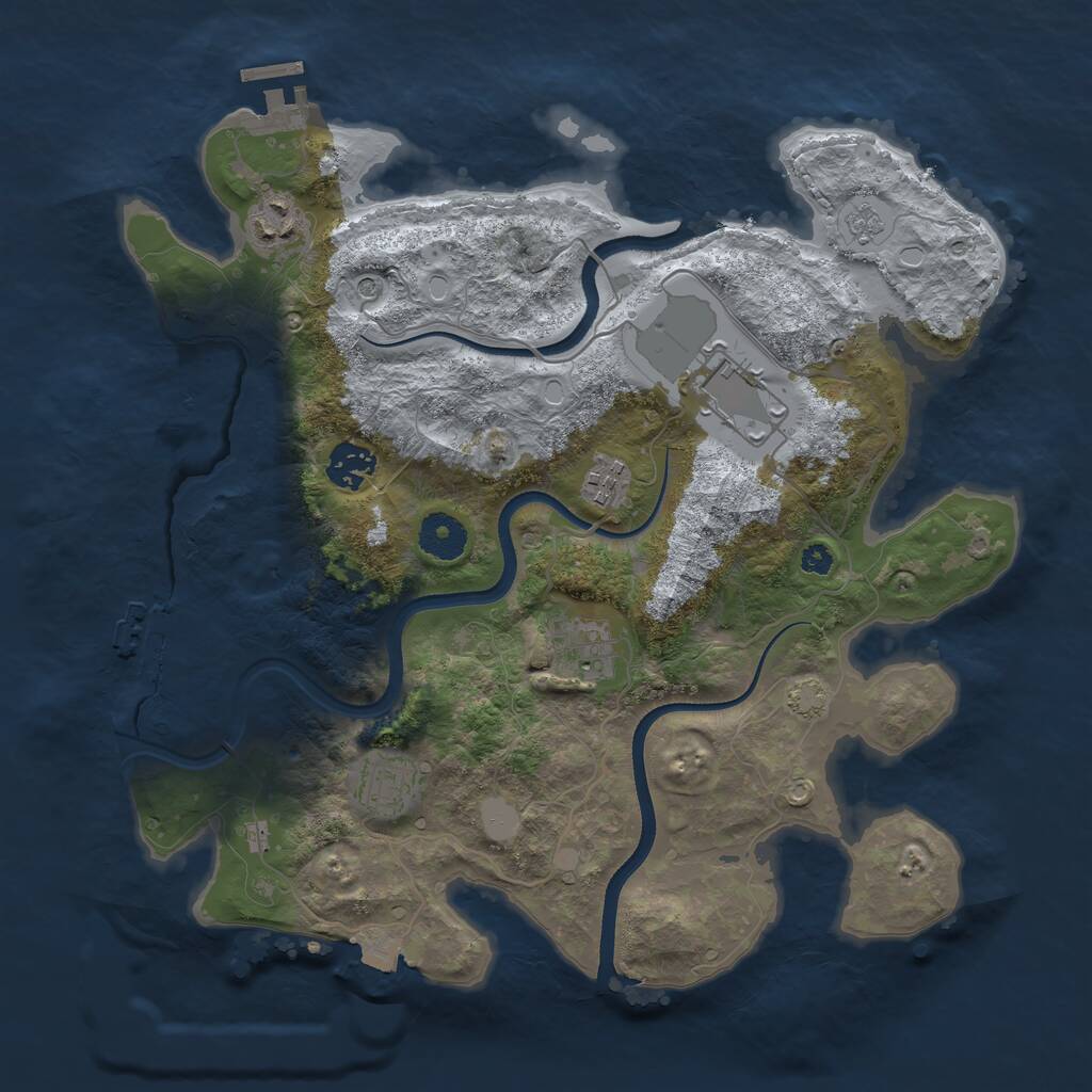Rust Map: Procedural Map, Size: 3500, Seed: 1482346210, 12 Monuments