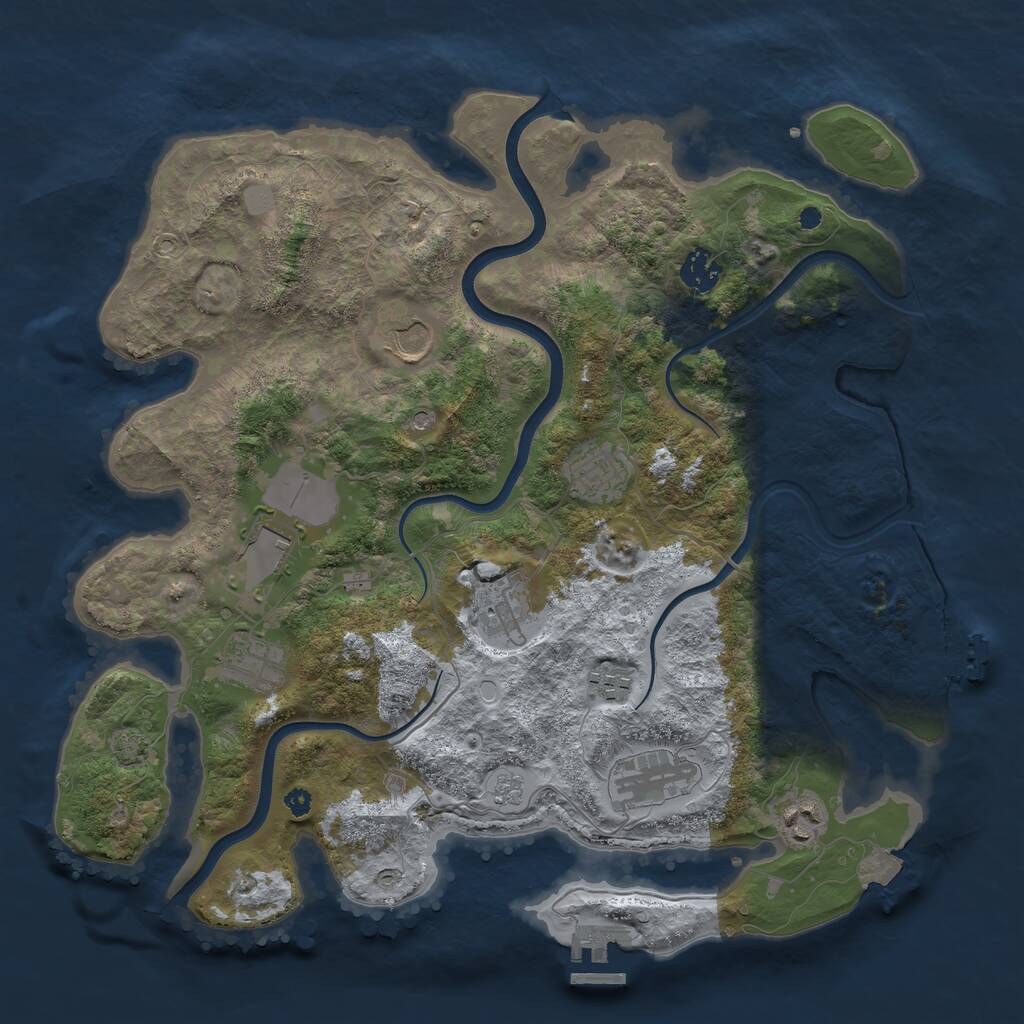 Rust Map: Procedural Map, Size: 3750, Seed: 285410481, 15 Monuments