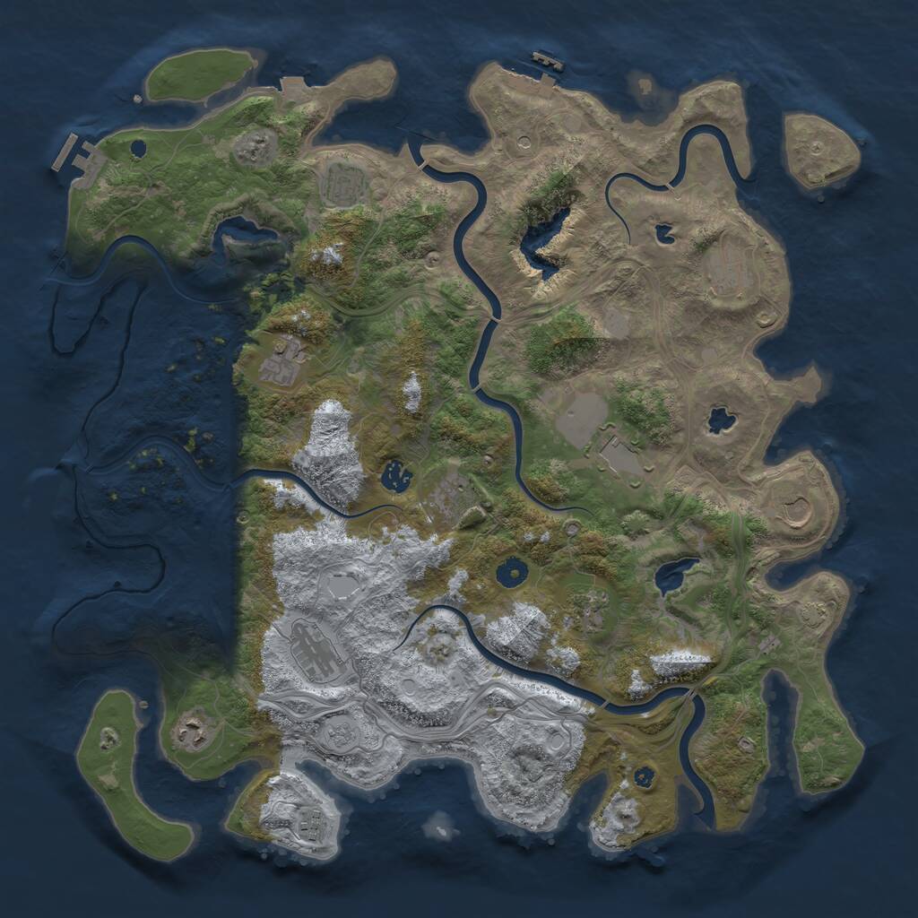 Rust Map: Procedural Map, Size: 4500, Seed: 110649353, 17 Monuments