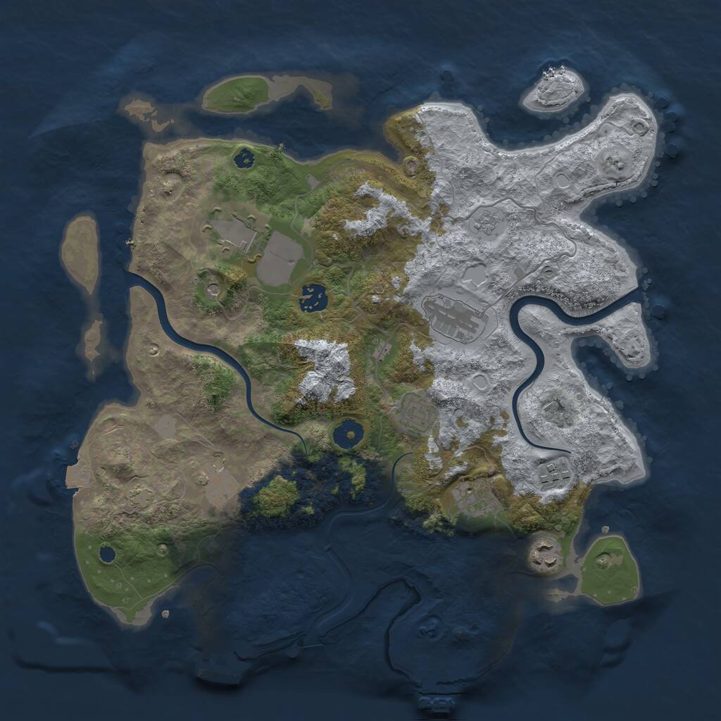 Rust Map: Procedural Map, Size: 3700, Seed: 1554297324, 14 Monuments