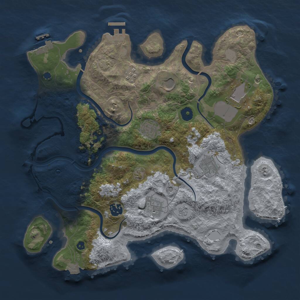Rust Map: Procedural Map, Size: 3500, Seed: 2765081, 13 Monuments
