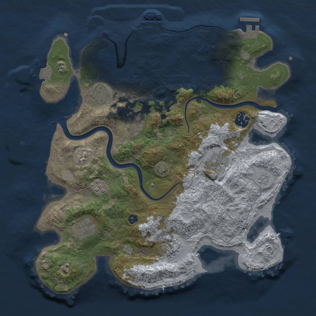Rust Map: Procedural Map, Size: 3300, Seed: 591207138, 13 Monuments