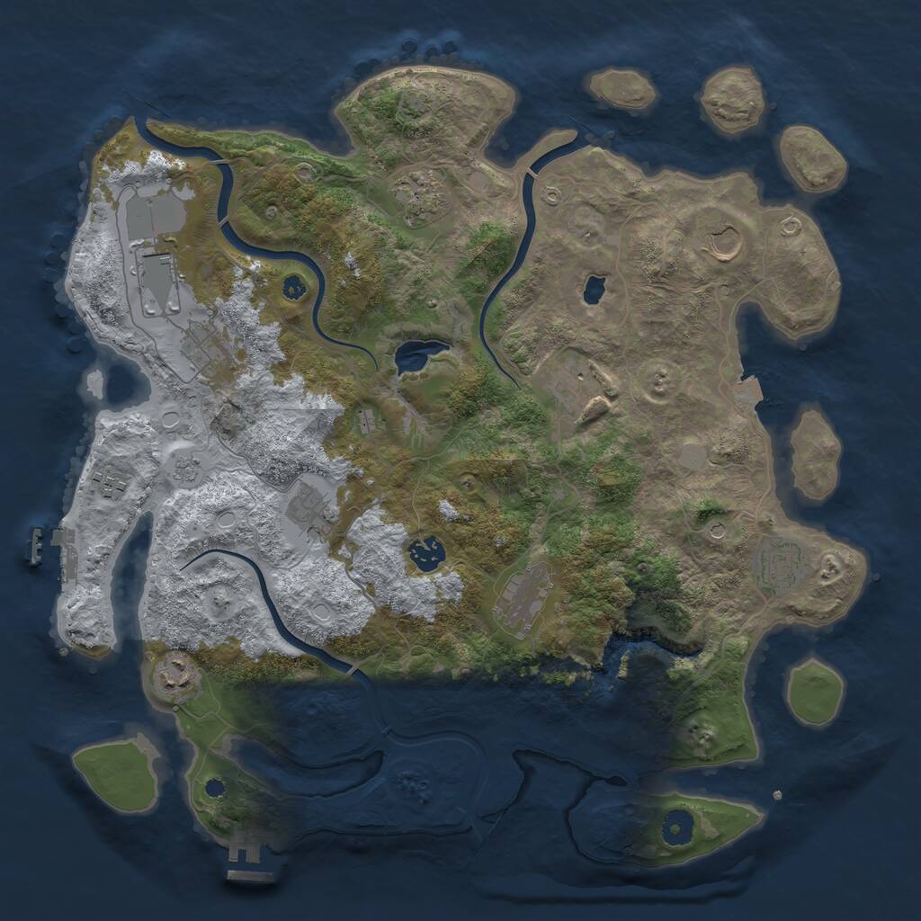 Rust Map: Procedural Map, Size: 4000, Seed: 1485798170, 17 Monuments